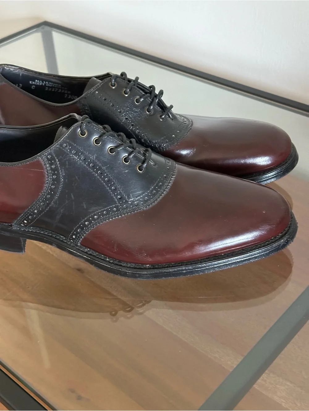 L.L. Bean Men’s Size 13 C Narrow Burgundy Black Leather Oxford Dress Shoe Vibram